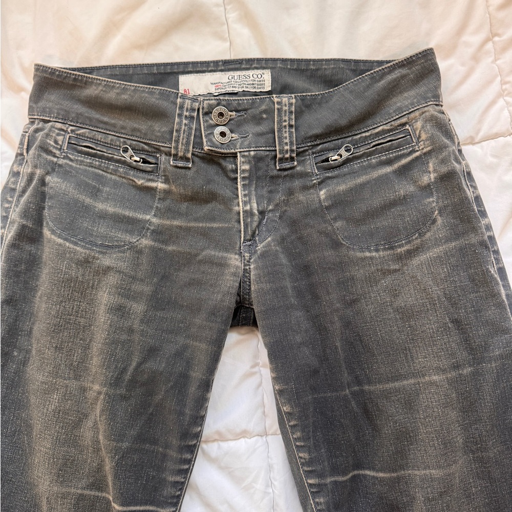 GUESS Women's Washed Gray Straight Leg Jeans